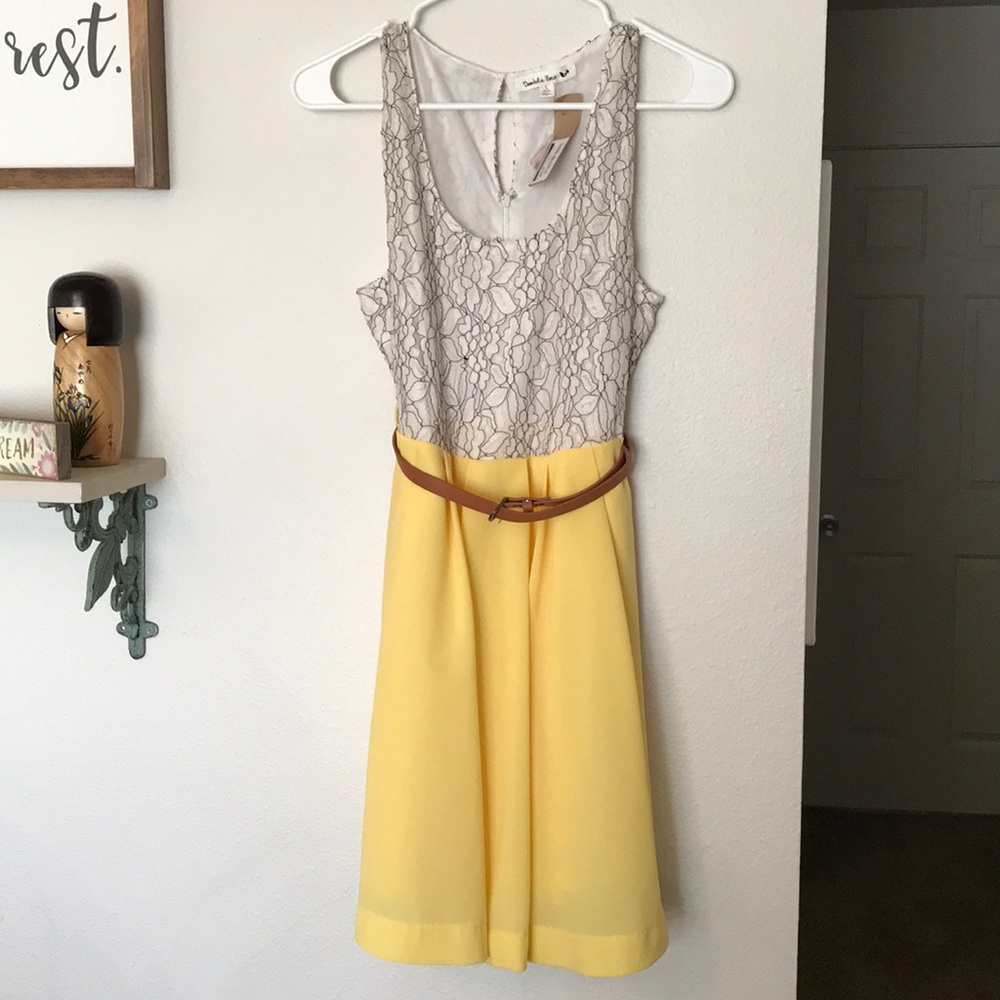 Yellow and white dress